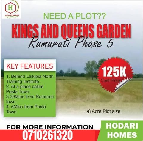 50 by 100 lands for sale in Rumuruti, Laikipia county.
